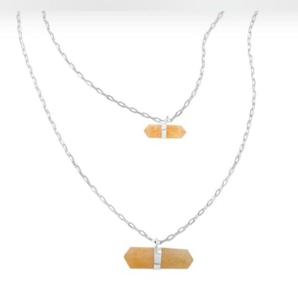 Brazilian Natural Citrine Double Layer Necklace 21-24” In Silvertone 38.50ctw - Picture 3 of 14